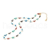 Brass Enamel Evil Eye Link Chain Bracelets & Necklaces Jewelry Sets SJEW-JS01185-3