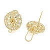 Hollow Flower Brass Micro Pave Cubic Zirconia Stud Earrings Finding KK-E083-12G-2