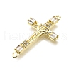 Brass Micro Pave Clear Cubic Zirconia Religion Crucifix Cross Connector Charms KK-Z100-22G-01-2
