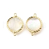 Brass Pave Natural White Shell Connector Charms KK-E794-01G-03-1
