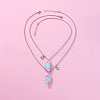 2Pcs Fashionable Alloy Enamel BFF Glitter Heart Magnetic Pendant Necklaces for Women FS-WGD1691-01-4