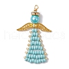 10Pcs Glass Seed Beads Pendants PALLOY-MZ00387-2