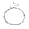 Anti-Tarnish Rhodium Plated 925 Sterling Silver Leaf Link Bracelets BJEW-I314-011-1
