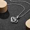 304 Stainless Steel Crystal Rhinestone Heart Pendant Cable Chain Necklaces for Women NJEW-Z056-01B-P-1