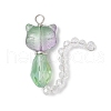 5Pcs Glass Pendants PALLOY-JF04006-3