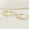 2Pcs 2 Styles Flat Round Brass & Crystal Rhinestone & Iron Cuff Toe Rings WG6514F-01-1