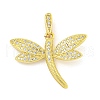 Dragonfly Rack Plating Brass Micro Pave Clear Cubic Zirconia Pendants KK-Z053-12G-1