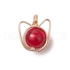 Copper Wire Wrapped Glass Pendants PALLOY-JF03410-2