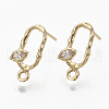 Brass Cubic Zirconia Stud Earring Findings KK-T056-11G-NF-3