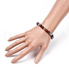 4Pcs Natural Larvikite & Quartz(Dyed) & Lava Rock & Lapis Lazuli and Wood Beads Stretch Bracelets Set BJEW-JB08934-3