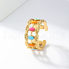 Sweet Hollow Irregular Stainless Steel Enamel Cuff Ring DG2321-4