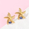 Starfish 304 Stainless Steel Pave Cubic Zirconia Stud Earrings EJEW-Z110-02G-3