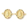 Rack Plating Brass Cubic Zirconia Virgin Mary Oval Connector Charms KK-C084-35B-G-1