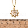 Brass Micro Pave Clear Cubic Zirconia Flower Pendant Neckalces for Women NJEW-S448-05G-5