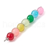 Colorful Imitation Jade Glass Round Bead Pendants PALLOY-JF02449-02-3