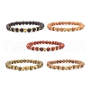 Natural Wood Round Beads Stretch Bracelet BJEW-JB07129-1