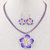 Flower Polymer Clay with Wax Cord Pendant Necklaces & Dangle Earrings Sets FS-WG2CAA9-03-1