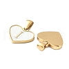 304 Stainless Steel Pave Natural White Shell Heart with Initial Slice Pendants STAS-R168-25G-I-2