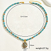 Vintage Ethnic Style Natural Turquoise Beaded Oval Oendant Necklaces for Women Party FE3293-4