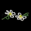 Handmade Glass Beaded Woven Cabochons GLAA-C028-01F-4