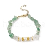 Natural Gemstone Chips & Shell Pearl & Glass Beaded Bracelet for Women BJEW-JB08990-4