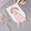 Gorgecraft 2Pcs 2 Style Brass Woven Web/Net with Feather Pendant Decorations HJEW-GF0001-37-4