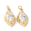 Brass Micro Pave Clear Cubic Zirconia Pendants KK-Q031-20G-1