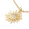 Clear Cubic Zirconia Sun Pendant Necklace NJEW-O125-26G-1