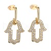 Brass Micro Pave Clear Cubic Zirconia Dangle Stud Earrings EJEW-F256-04G-1