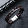 Leather Woven Flat Cord Bracelets PW-WG42872-02-1