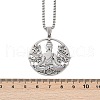 304 Stainless Steel Hollow Buddha Yoga Flower Pendant Necklaces for Women NJEW-K283-06P-3