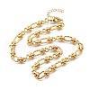 304 Stainless Steel Oval Textured Infinity Link Chain Necklaces for Women Men NJEW-K249-20A-G-4