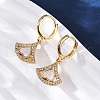 Fan with Heart Brass Micro Pave Clear Cubic Zirconia Hoop Earrings KK-D363-13G-1