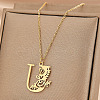 304 Stainless Steel Flower Initial Pendant Necklaces WGE911E-21-1