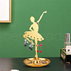 Dancer Iron Earring Display Stands with Round Tray EDIS-WH0016-019B-3