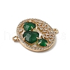 Brass Micro Pave Clear Cubic Zirconia and Glass Oval Connector Charms KK-I276-31G-A-3