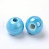 Pearlized Handmade Porcelain Round Beads PORC-S489-6mm-08-2