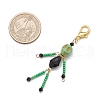 Skull Synthetic Turquoise & Glass Seed Bead Pendants Decorations HJEW-MZ00277-3