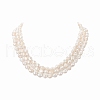 Natural Pearl Beaded 3 Layer Necklace for Women NJEW-JN04217-4