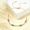 Glass Seed Column Link Bracelet BJEW-MZ00030-01-2