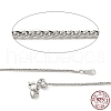 Anti-Tarnish Rhodium Plated 925 Sterling Silver Wheat Chains Necklace for Women STER-I021-02C-P-5