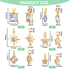 BENECREAT 12Pcs 6 Styles Brass Cubic Zirconia Pendants KK-BC0013-60-2
