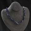 Natural Lapis Lazuli Chip Beaded Necklaces for Men Women NJEW-G159-01Y-1
