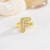Brass Micro Pave Clear Cubic Zirconia Cuff Rings FS-WGF2B82-03-1