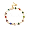 304 Stainless Steel Glass Link Bracelets for Women BJEW-V010-01G-4