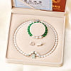 Mother's Day Jewellery Natural Freshwater Pearl Chrysoprase Beaded Necklace & Bracelets & Earrings Sets for Women WGE4EAE-09-1