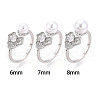 Leaf Brass Micro Pave Clear Cubic Zirconia Cuff Ring Settings KK-T076-34P-4