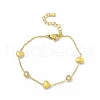 Crystal & Jet Rhinestone with Heart Link Chain Bracelets BJEW-H556-04G-1