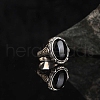 Oval Natural Dyed & Heated Black Agate Finger Rings PW-WG03CB0-02-3