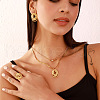 Oval 304 Stainless Steel Pendant Necklace & Stud Earring & Ring FS-WGE4FE8-01-3